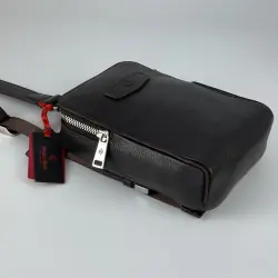 Сумка-слінг чоловіча через плече шкіряна Eminsa 6241 18-3 темно-коричнева