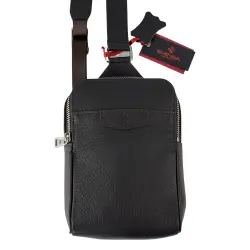 Сумка-слінг чоловіча через плече шкіряна Eminsa 6241 18-3 темно-коричнева