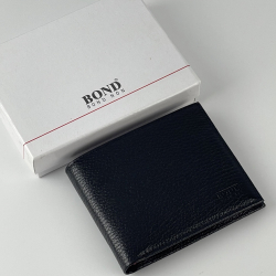 Гаманець чоловічий шкіряний Bond 519-281-282 чорний (всередині червоний)