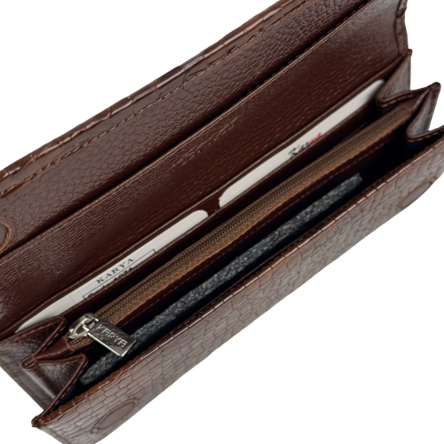 Кошелек женский кожаный лакированный Karya 1071-578 коричневый