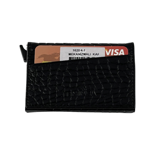 Визитница-картхолдер кожаная Eminsa 1620 4-1 черная