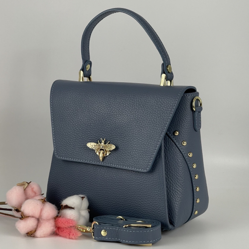 Сумка женская кожаная Genuine Leather 1053 голубая