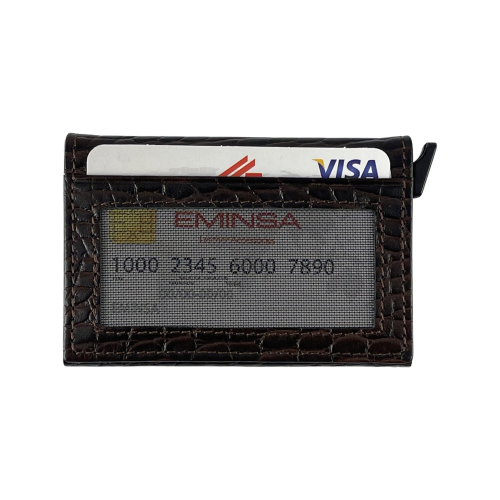 Візитниця-картхолдер шкіряна Eminsa 1620 4-3 темно-коричнева