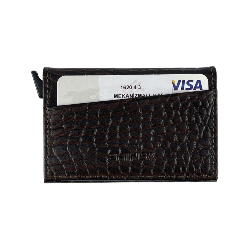 Візитниця-картхолдер шкіряна Eminsa 1620 4-3 темно-коричнева
