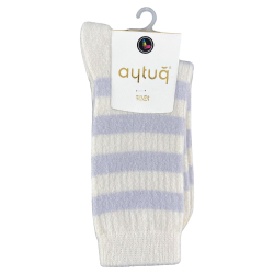 Шкарпетки жіночі Aytug 48003 високі молочні з блакитним Size 36-40