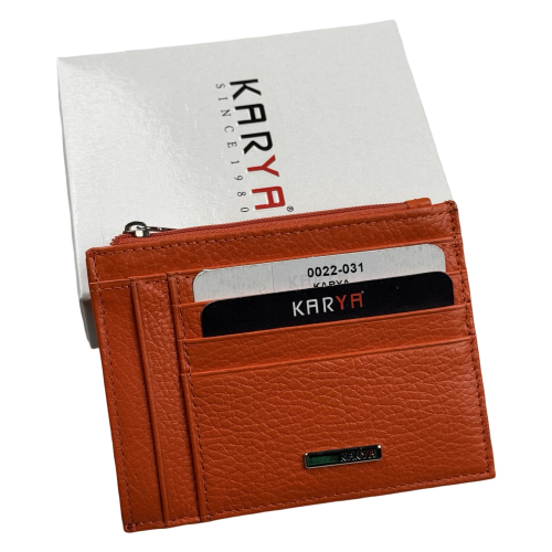 Кошелек картхолдер кожаный Karya 0022-031 оранжевый
