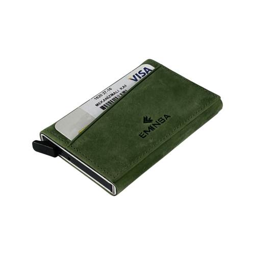 Визитница-картхолдер кожаная Eminsa 1620 27-16 оливковая