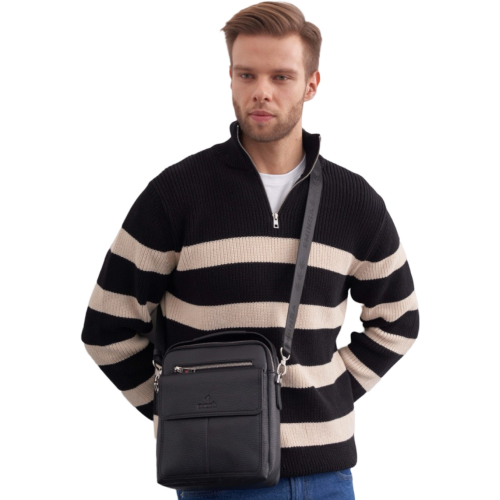 Сумка чоловіча шкіряна Eminsa 6252 18-1 чорна