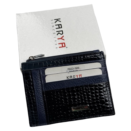 Кошелек картхолдер кожаный Karya 0022-509 темно-синий