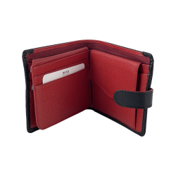 Гаманець чоловічий шкіряний Bond 516-281-282 чорний​ (червоний в середині)​