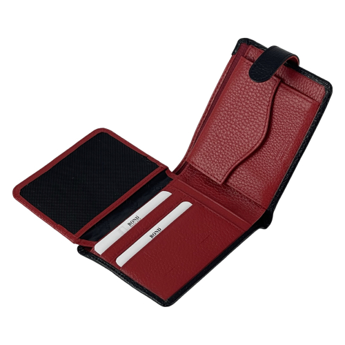 Кошелек мужской кожаный Bond 516-281-282 черный (внутри красный)