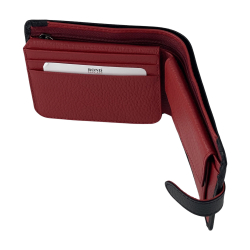 Гаманець чоловічий шкіряний Bond 516-281-282 чорний​ (червоний в середині)​