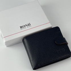 Гаманець чоловічий шкіряний Bond 516-281-282 чорний​ (червоний в середині)​