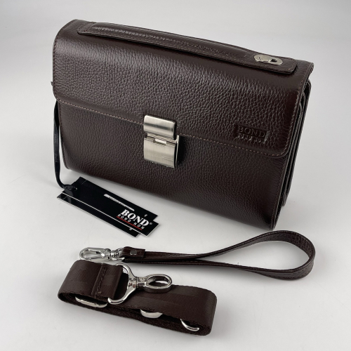 Сумка-барсетка чоловіча шкіряна Bond Non 888-286 темно-коричнева