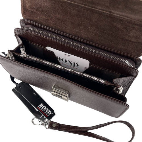 Сумка-барсетка чоловіча шкіряна Bond Non 888-286 темно-коричнева