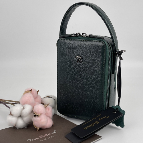 Сумка крос-боді жіноча шкіряна Tony Bellucci 0434-1005 темно-зелена