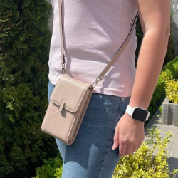 Сумка через плечо женская кожаная Eminsa 40241 37-31 светло-розовая