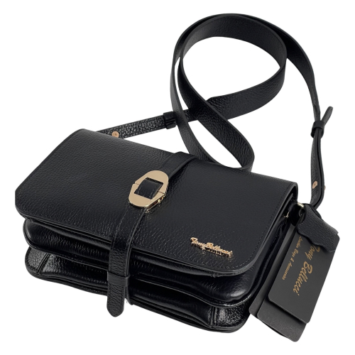 Сумка жіноча шкіряна Tony Bellucci 0765-281 чорна (золотиста фурнітура)