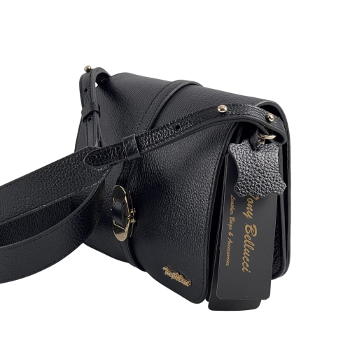 Сумка жіноча шкіряна Tony Bellucci 0765-281 чорна (золотиста фурнітура)