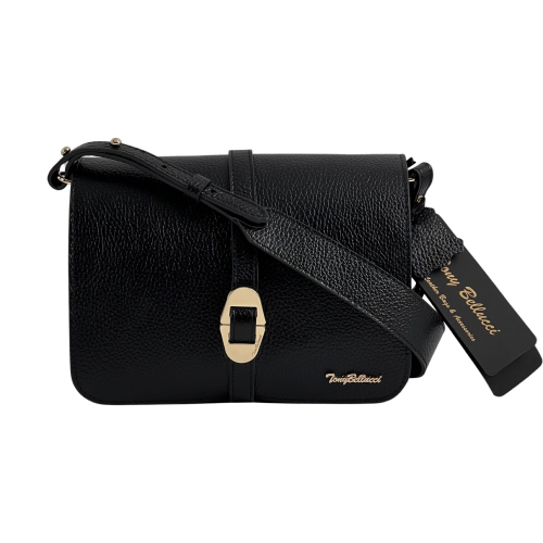 Сумка жіноча шкіряна Tony Bellucci 0765-281 чорна (золотиста фурнітура)