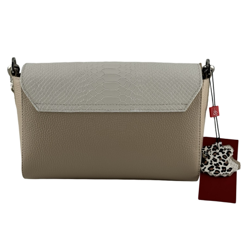 Сумка женская кожаная Vito Torelli 1049 3043/4034/1213 бежевая с питоном и леопардом