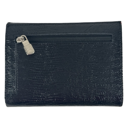 Кошелек женский кожаный лакированный Karya 2026-073 черный, внутри красный