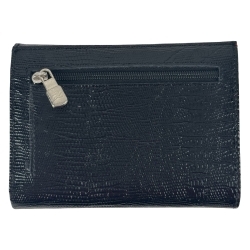 Кошелек женский кожаный лакированный Karya 2026-073 черный, внутри красный