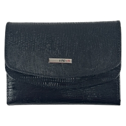 Кошелек женский кожаный лакированный Karya 2026-073 черный, внутри красный