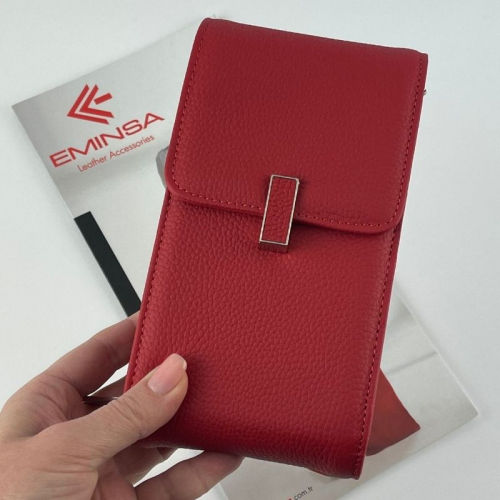 Сумка через плече жіноча шкіряна Eminsa 40241 9-5 червона