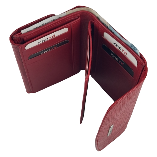 Кошелек женский кожаный лакированный Karya 2026-074 красный