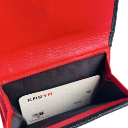 Кошелек женский кожаный Karya 2026-45-46 черный, внутри красный