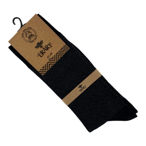 Шкарпетки чоловічі Urart Cotton 7451 (принт ромби) високі чорні Size 41-45