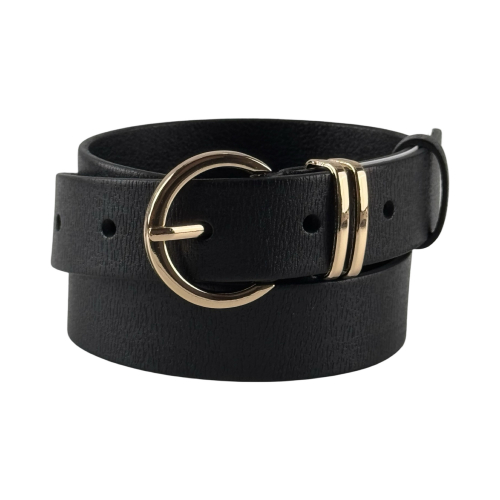 Ремень женский кожаный Кремень 05.30.75.04 черный 110 см (золотистая пряжка)