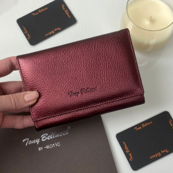 Гаманець жіночий шкіряний сталевий Tony Bellucci 863-1037 бордовий