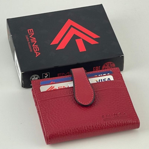 Гаманець картхолдер жіночий шкіряний Eminsa 1611 18-5 червоний
