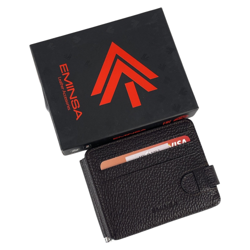 Гаманець-затискач для грошей чоловічий шкіряний Eminsa 1124 18-3/19-3 темно-коричневий