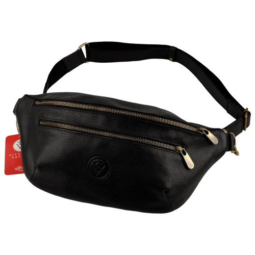 Сумка крос боді чоловіча шкіряна Vittorio Safino VS 055 чорна Корсика