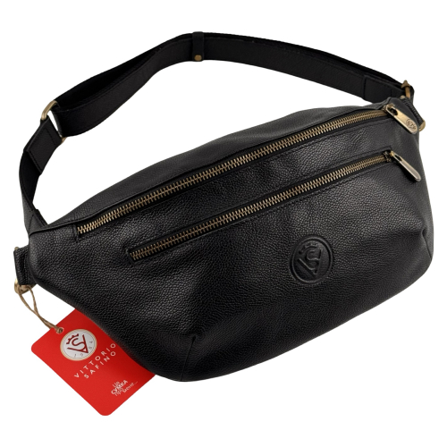 Сумка крос боді чоловіча шкіряна Vittorio Safino VS 055 чорна Корсика