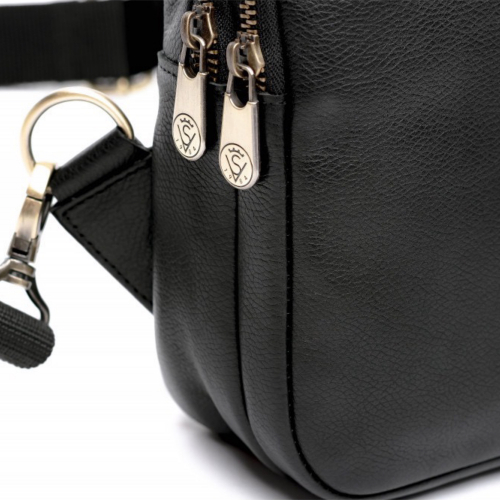 Сумка чоловіча шкіряна через плече Vittorio Safino VS 095 чорна Корсика