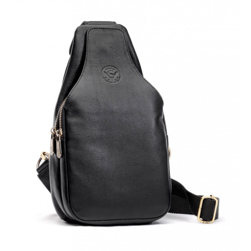 Сумка чоловіча шкіряна через плече Vittorio Safino VS 095 чорна Корсика