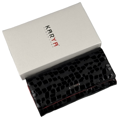 Гаманець жіночий шкіряний лакований Karya 1159-588 чорний (всередині червоний)