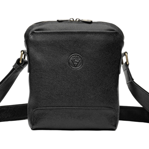 Сумка мужская кожаная - мессенджер Vittorio Safino VS 092 черная Корсика