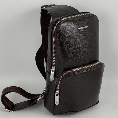 Сумка мужская через плечо кожаная Eminsa 40101 коричневая