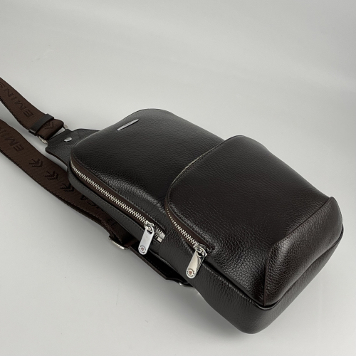 Сумка мужская через плечо кожаная Eminsa 40101 коричневая