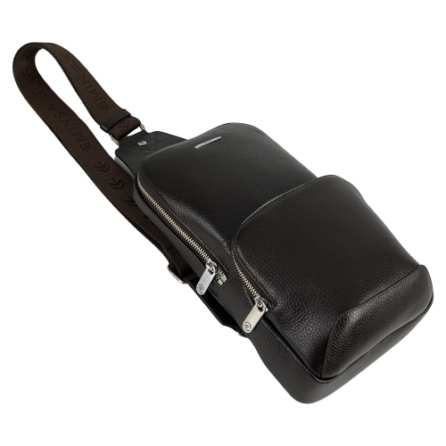 Сумка мужская через плечо кожаная Eminsa 40101 коричневая