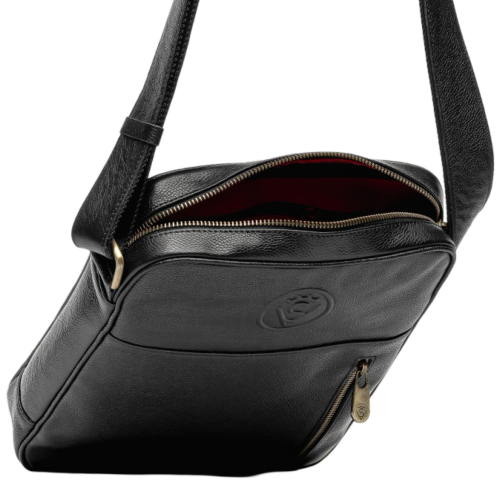 Сумка чоловіча шкіряна - месенджер Vittorio Safino VS 091 чорна Корсика