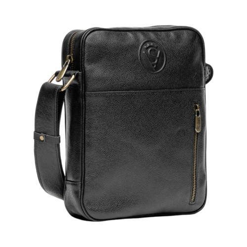 Сумка чоловіча шкіряна - месенджер Vittorio Safino VS 091 чорна Корсика