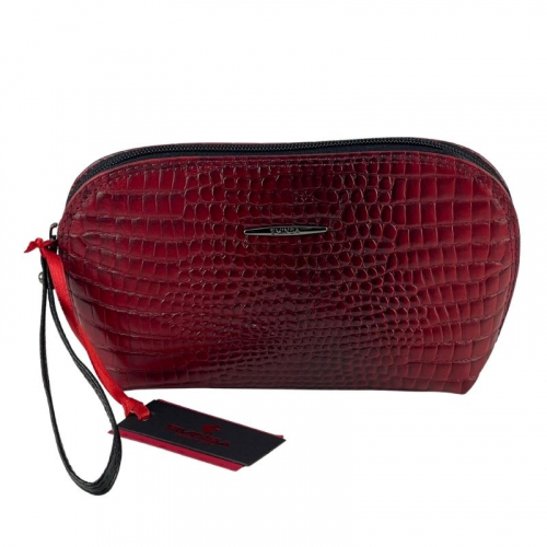 Косметичка жіноча шкіряна Eminsa 2071 вишнева рептилія