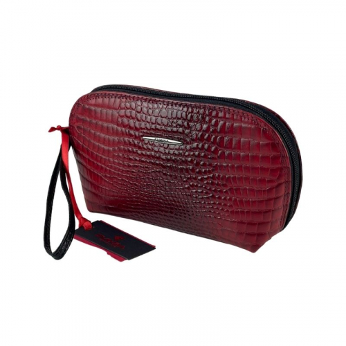 Косметичка жіноча шкіряна Eminsa 2071 вишнева рептилія