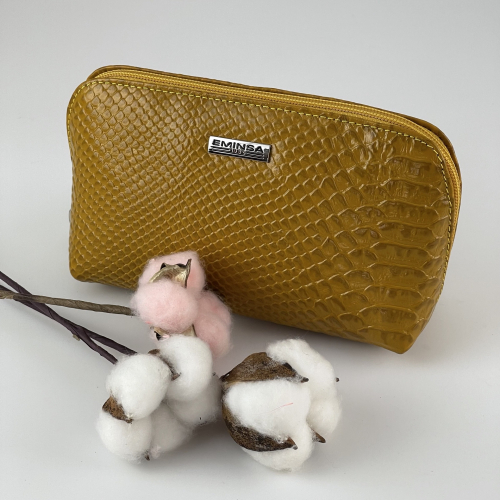 Косметичка жіноча шкіряна Eminsa 2071 жовта рептилія